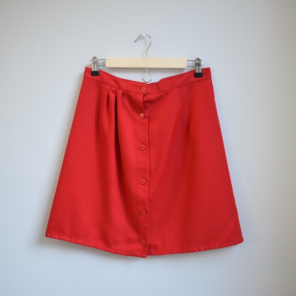 Jeremy Scott Dresses & Skirts - 🍒 Vintage 80’s Cherry Red A-Line Skirt 🍒